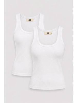 JUST UNIQUE DENIM J.U.D Cuello 82004-1 Dar Kesim 2'li Kadın U Yaka Basic Atlet