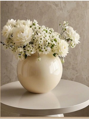 Handanca Krem Dekoratif Bohem Cam Vazo Krem