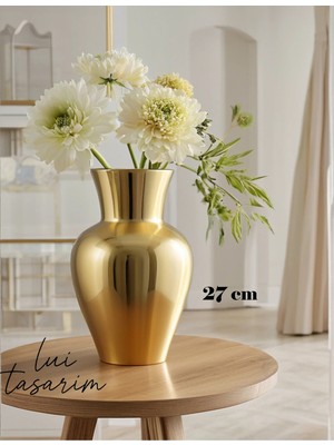 Handanca Gold Dekoratif Büyük Boy 27 cm Cam Vazo