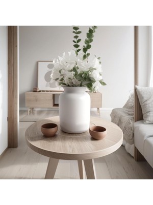 Handanca Sade Iskandinav Tarzı Trend Antik Beyaz Seramik Vazo Bohem 17 cm Xl Büyük Boy