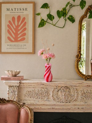 Handanca Özel Tasarım Karnaval Serisi Mini Vazo | El Yapımı Taş | Pembe Kırmızı Dekoratif Şeker Vazo