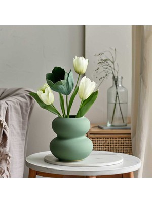 Handanca Iskandinav Tarzı Bohem Dekoratif Seramik Vazo Yeşil