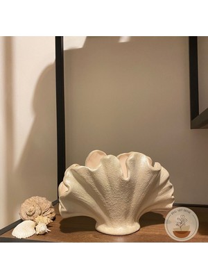 Handanca Seramik Mercan Vazo (16X23) Krem Inci