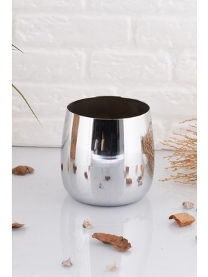 Handanca Aslı Gümüş Renk Aranjman, Metal Çiçek Vazosu - Çiçeksiz