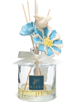 Missi Crystal Bloom Collection Azure-Parlak Sırlı Seramik Çiçekli Oda Kokusu-Bosphorus