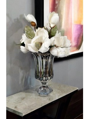 Handanca Ayaklı Bombeli Cam Vazo Füme Büyük