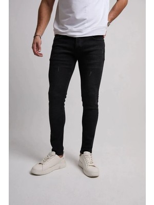 Enerjin Erkek Slim Fit Likralı Kot Pantolon Siyah Tırnaklı
