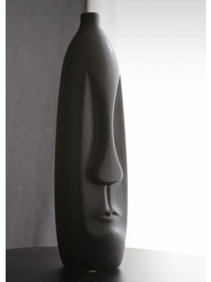 Handanca Siyah Renk Soyut Vazo Xxl Boy 40 cm Seramik Iskandinav Tarz