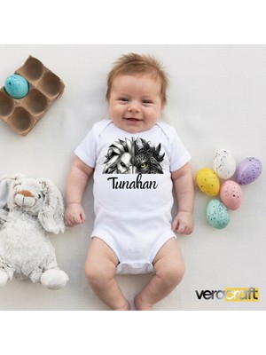 Veracraft Kişiye Özel Isim Yazılı Bebek Zıbını - Isme Özel Tasarımlı Beyaz Bebek Body - Doğum Günü Hediyesi Zıbın