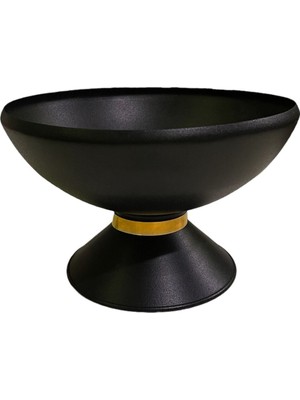 Handanca Dekoratif Vazo Siyah Gold Detay Metal