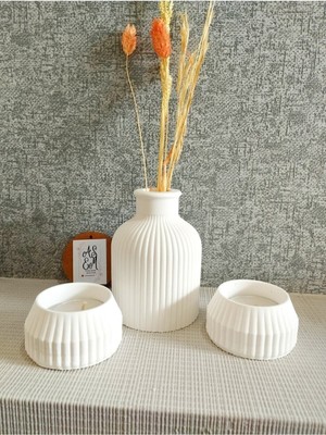 Handanca Dekoratif Iskandinav Vazo Tealight Mumluk Set
