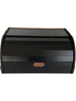 Handanca Ekmek Kutusu, Siyah Renk Ahşap Ekmeklik, Kapaklı Ahşap Ekmek Saklama Dolabı, Bread Box