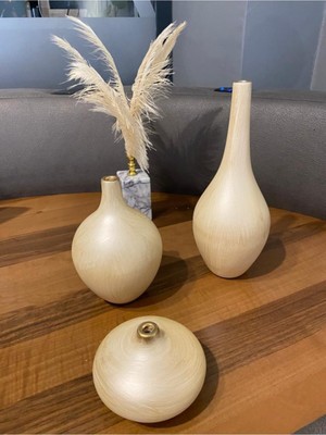 Handanca Seramik Tombik Şişe Vazo Set 3lü