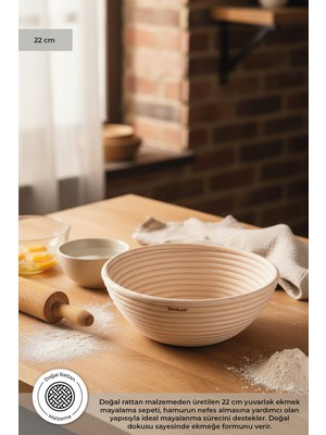 Handanca Puder - Ekmek Mayalama Sepeti Yuvarlak 22 cm