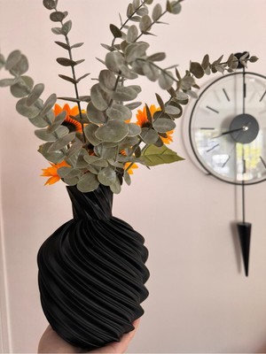 Handanca Modern ve Dekoratif Şık Swirl Vazo | Plastik Ürün | Yatak Odası | Banyo | Salon