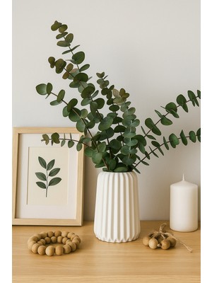 Handanca Çizgili Dekoratif Beton Vazo 15 cm