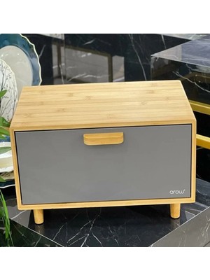 Handanca Muba Consept Eva Ekmek Kutusu Ekmek Dolabı Metal Kapaklı Bambu Ekmeklik