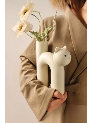 Handanca Kedi Vazo Dekoratif Havalı Tasarım