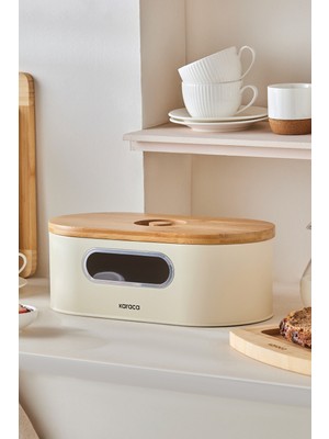 Handanca Stream 2in1 Ekmek Kutusu/kesme Tahtası Cream