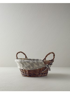 Handanca Linear Hasır Ekmek Sepeti Gri