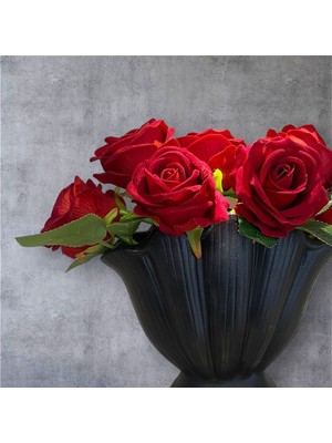 Handanca Beton - Istiridye Vazo - Siyah - 19,5 cm