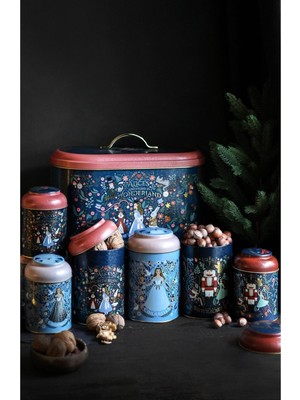 Handanca Fairytale Desenli 7 Parça Metal Kavanoz ve Ekmeklik Seti