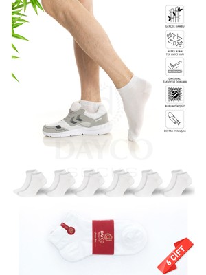 Dayco Bambu Erkek Premium Patik Beyaz Çorap 6'lı Set