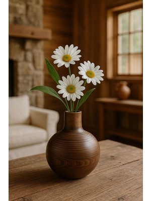 Handanca Iskandinav Tarzı Dekoratif Modern Minimalist El Yapımı Ahşap Vazo Çiçeklik Top Model