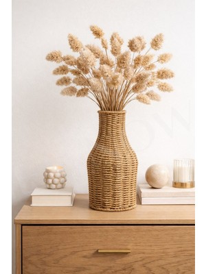 Handanca Bohem Aura Doğal Rattan Dekoratif Vazo