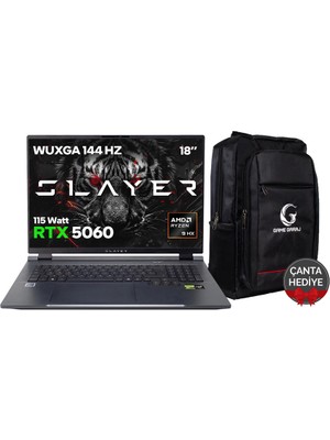 Game Garaj Slayer R9T XL-5060 C8 Amd Ryzen 9 8945HX 16GB Ram 500GB SSD RTX5060 18" 144Hz Wuxga IPS Freedos Oyuncu Laptop