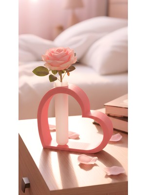 Handanca Sevgililer Günü Kalp Şeklinde Dekoratif Biblo ve Mini Vazo, Masa Süsü (Çiçek Dahil Değildir)