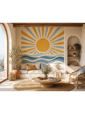 Eseran Print Güneş ve Dalga Duvar Stickerı