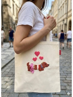 My Balli Store Köpek Desenli Kanvas Çanta