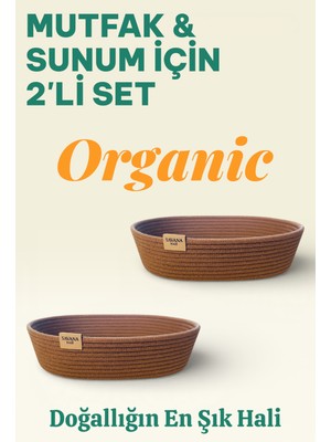 Handanca El Yapımı Hasır Örgü Yapısıyla Mutfakta Ekmek ve Yiyecek Servisine Uygun, 2'li Sunum Seti