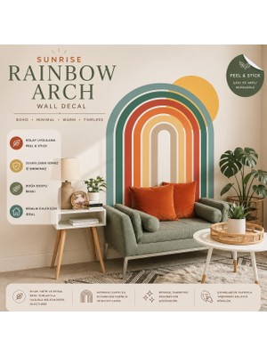 Eseran Print Gün Doğumu Gökkuşağı Kemer Duvar Stickerı