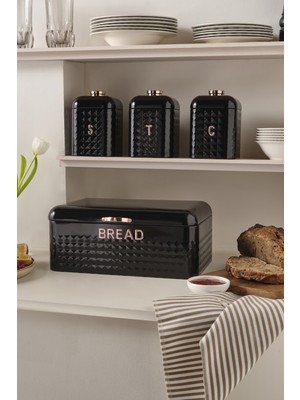 Handanca Elmas Ekmek Kutusu Saklama Kabı Hediyeli Xl Siyah