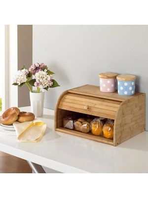 Handanca Ekmek Kutusu Açılır Kapanır Sürgülü Lüks Bambu Ekmek Dolabı Ekmek Saklama Kutusu