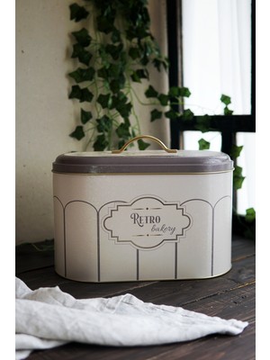 Handanca Metal Oval Ekmeklik, Ekmek Sepeti, Ekmek Kutusu, Retro ER002-1K