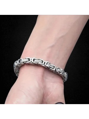 Vitrin Accessories Çelik Bileklik Kral Zincir Model 0.5 mm 22 cm Bizans Bağlantı Tasarım  Gümüş Silver