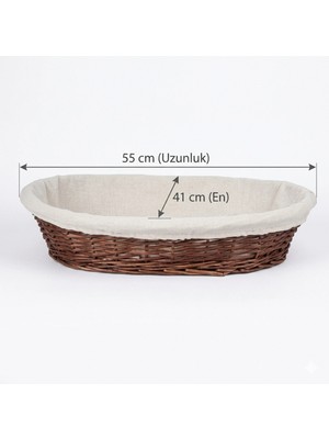 Handanca Hasır Bezli Oval Hamur Mayalama Sepeti | Ekmek Sepeti 55 cm (ESO-55R)