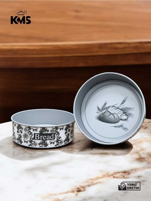 Handanca Baskılı Metal Yuvarlak Lüks Ekmek Sepeti Ekmeklik