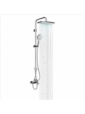 Adell Mode S  Rain Duş Sistemi + Lea Banyo Bataryası Seti (2 Parça) Parlak Krom | Adl.35.01.01.02