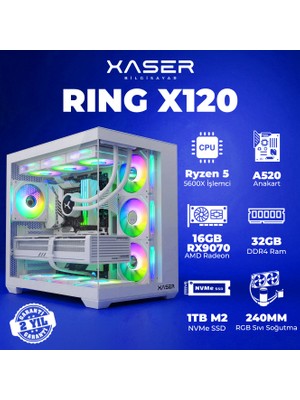 Xaser Ring X120 Ryzen 5 5600X 32GB Ram 1tb M.2 Nvme SSD 16GB RX9070 Masaüstü Oyuncu Bilgisayarı