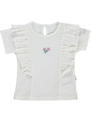Civil Baby Çiçek Baskılı 6-18 Ay Tişört - Ekru