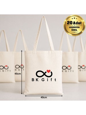 BK Gift Logonuza Özel 20 Adet Hambez Çanta 40X45 cm - Promosyon Logo Baskılı Ham Bez Çanta