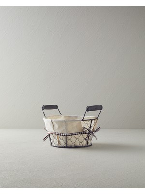 Handanca Aluna Metal Ekmek Sepeti Bej