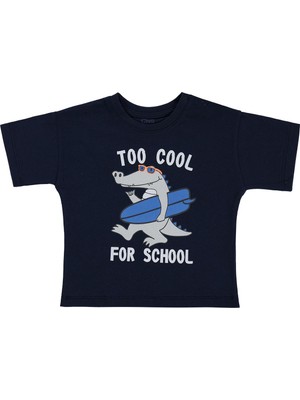 Civil Baby Too Cool For School Baskılı 6-18 Ay Tişört - Lacivert