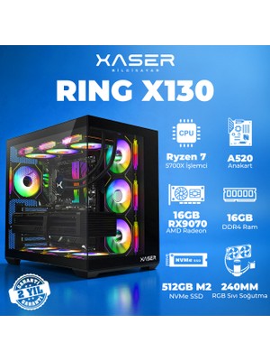 Xaser Ring X130 Ryzen 7 5700X 16GB Ram 512GB M.2 Nvme SSD 16GB RX9070 Masaüstü Oyuncu Bilgisayarı