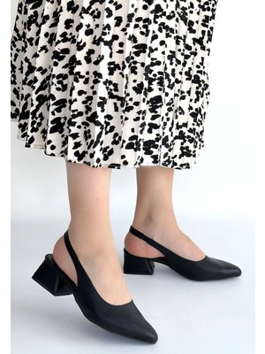 Erbilden Evia Siyah Cilt Topuklu Ayakkabı