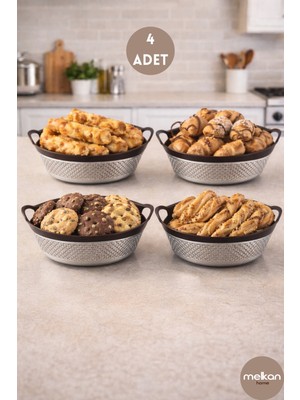 Handanca Ekmek Sepeti 2,6 Litre 4 Adet Çift Renkli Çok Amaçlı Sepetler 28,2X23,5X9,5 cm